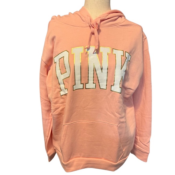PINK Victoria's Secret Tops - Victoria’s Secret Pink Lounge Campus Pullover Hooded Sweatshirt Rosy Nectarine